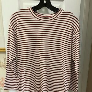 AYR Rust & White Striped Tee XS